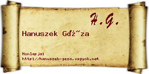 Hanuszek Géza névjegykártya