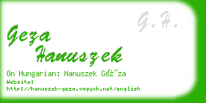 geza hanuszek business card